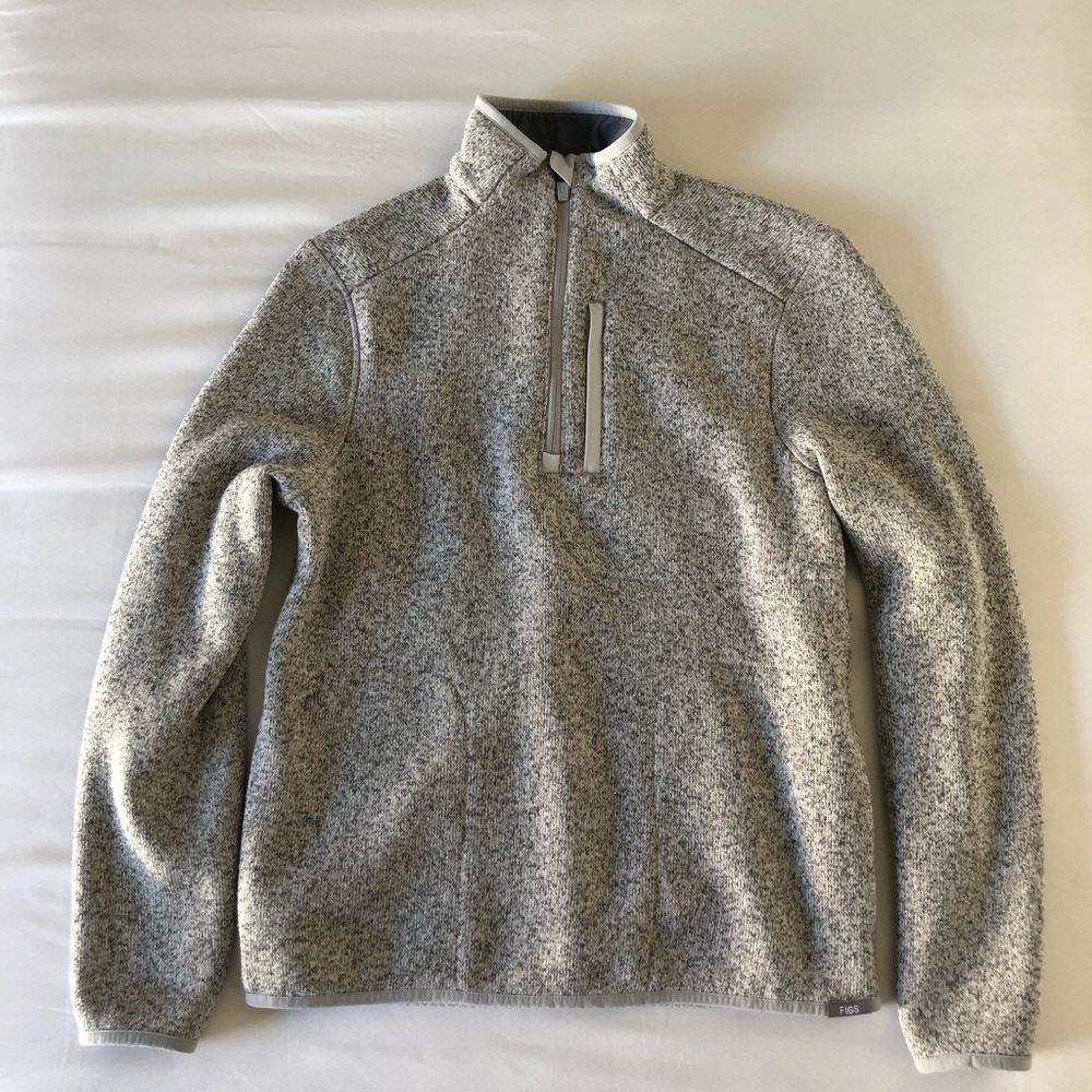 Figs Women’s Heather Gray Quarter Zip-Up Sweater